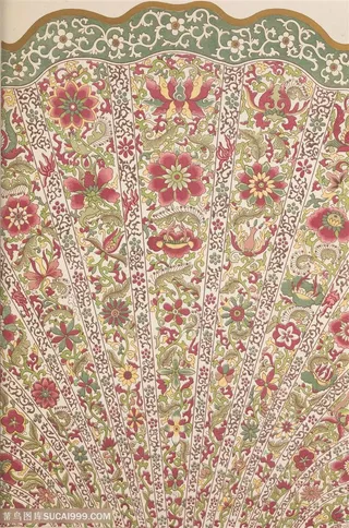 扇形背景花绘工笔画中式传统纹样集锦中国风图片