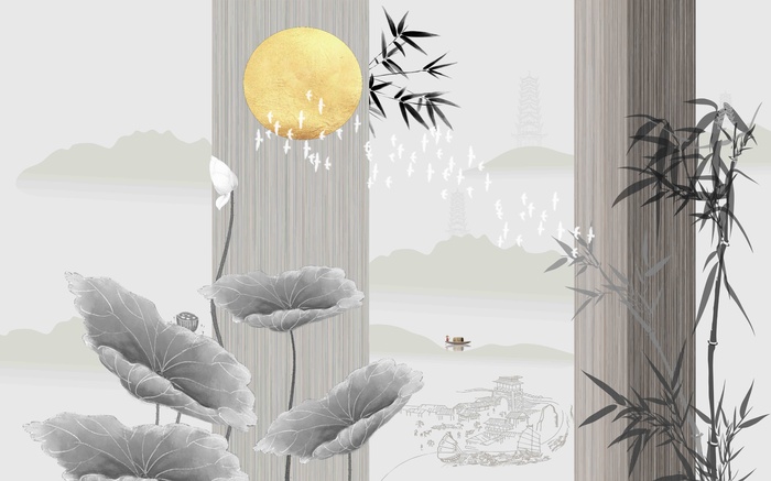 新中式现代背景墙 