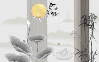 新中式现代背景墙 