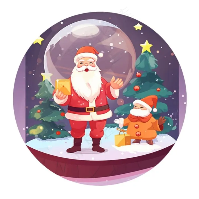 圣诞节球形圆形插画素材免抠(1024x1024)