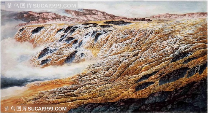 浩瀚金涛拍岸79cm×110cm