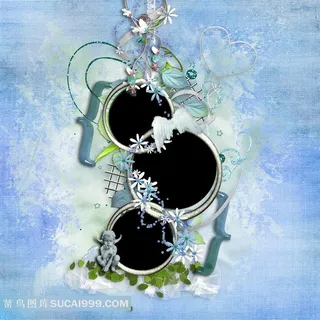 小天使翅膀树叶心形婚纱艺术相框