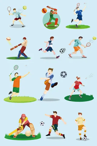 AI矢量球类运动人物