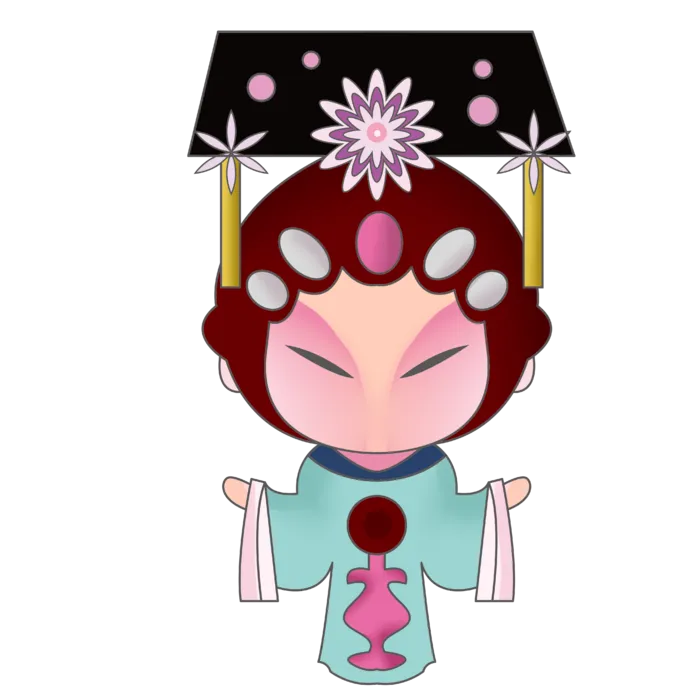 卡通京剧戏剧人物脸谱插画PNG图片 国潮中国风Q版戏剧人物PS素材