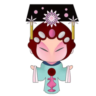 卡通京剧戏剧人物脸谱插画PNG图片 国潮中国风Q版戏剧人物PS素材