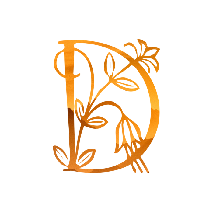 字母D金黄色插画海报