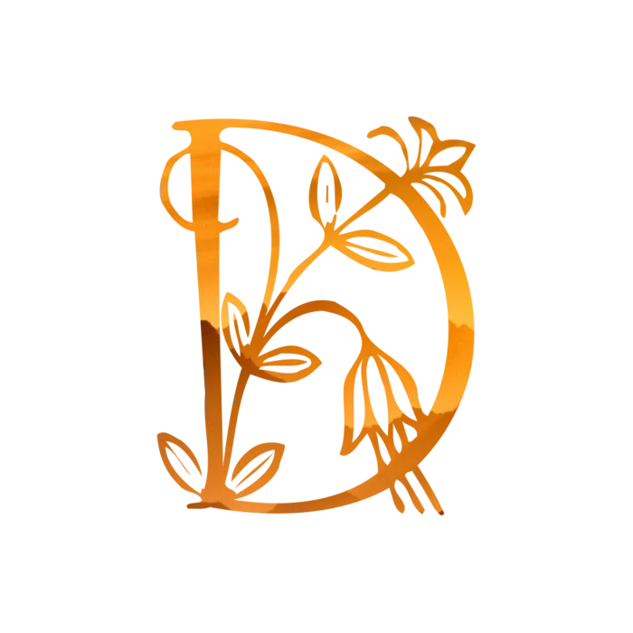 字母D金黄色插画海报