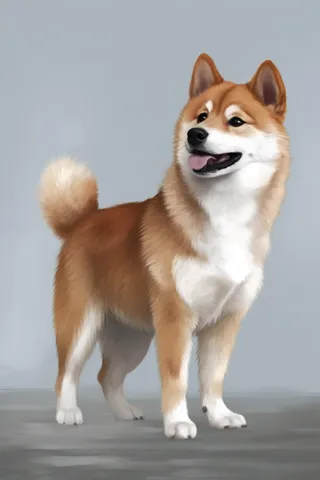 一只可爱的柴犬宠物狗灰色背景