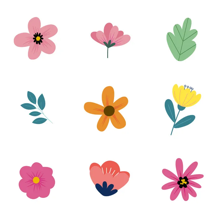 缤纷色彩春季花卉花朵元素插画ai矢量模版下载