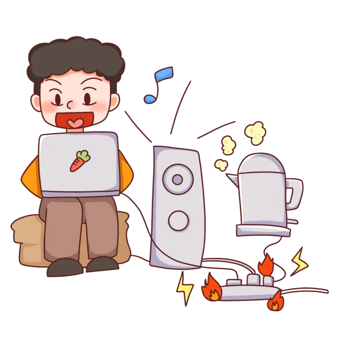 卡通手绘安全用电元素插画 