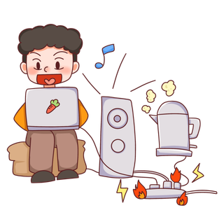 卡通手绘安全用电元素插画 