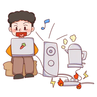 卡通手绘安全用电元素插画 