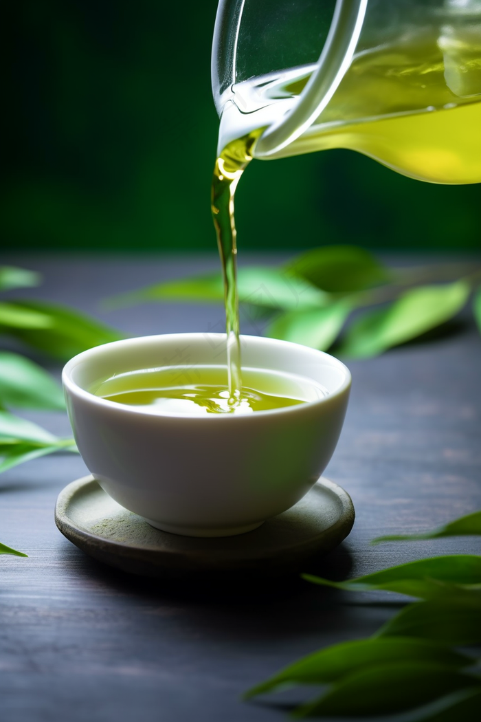 倒茶茶杯绿茶摄影图(2688x4032)