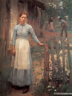 农夫农民农房油画风景画