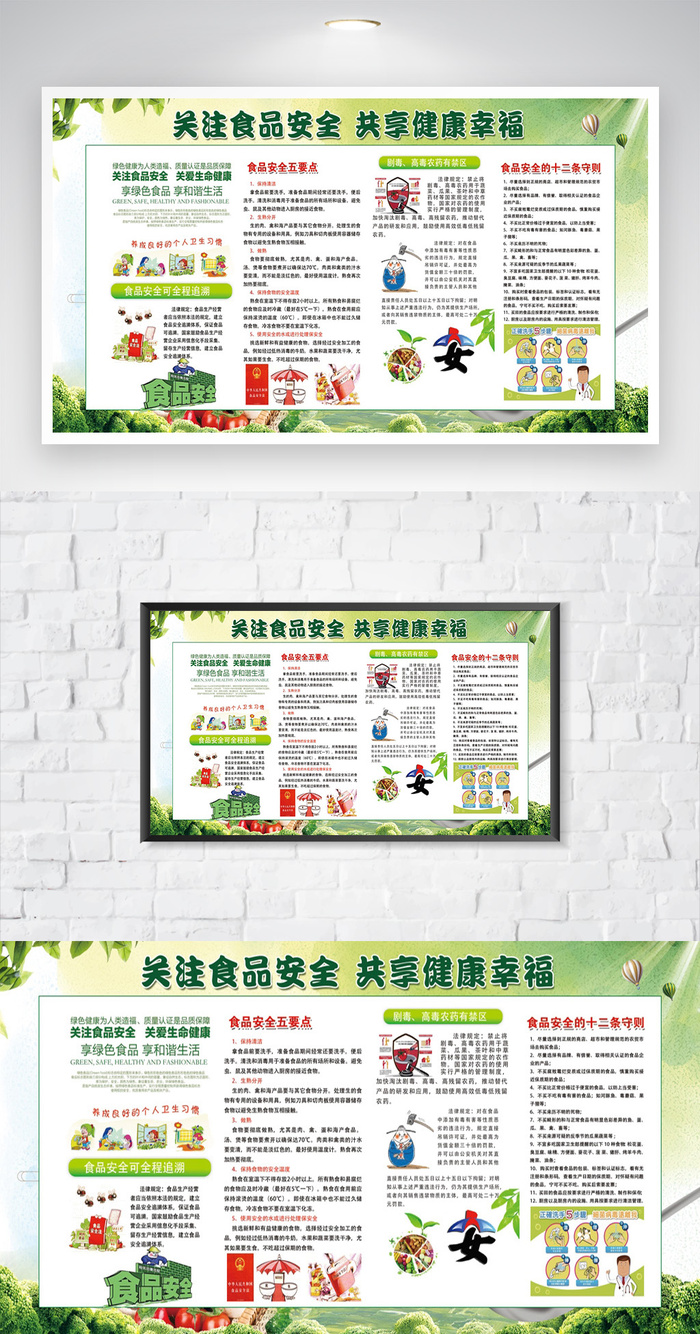 创意食品安全教育展板图片