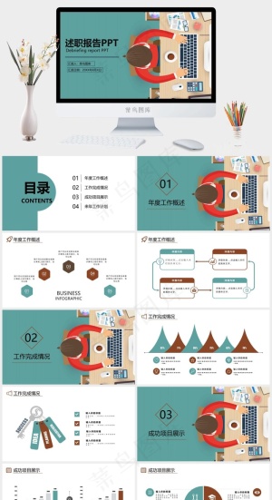 述职报告PPT模板预览图