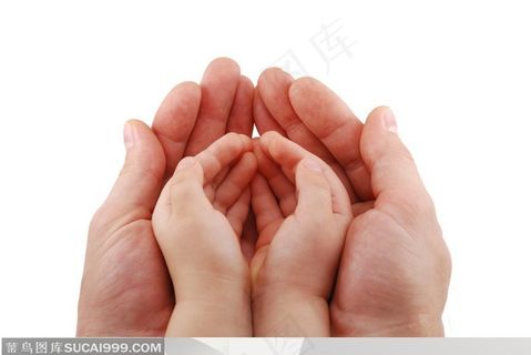 人物手势元素-大手握小手手势特写