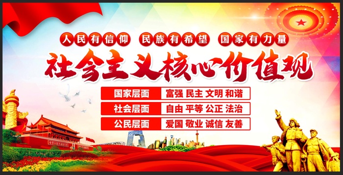 *核心价值观宣传栏psd模版下载