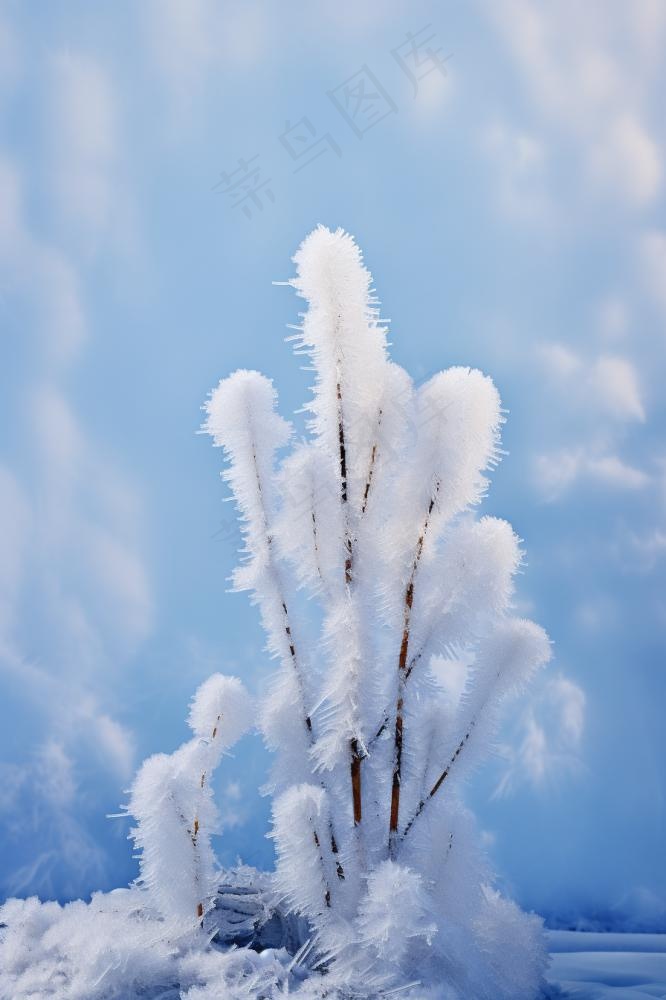 雪地树枝冬天清新背景(896x1344)