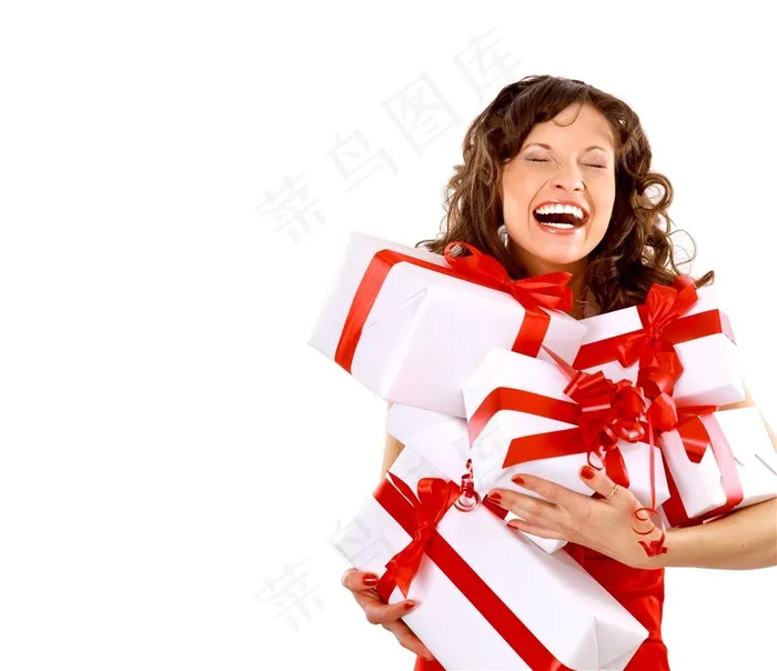捧着一堆礼物的美女