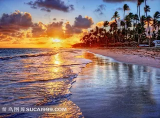 夕阳海边自然风景高清图片系列一