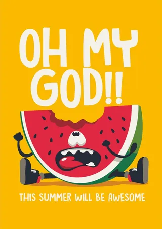 夏季受伤的西瓜可爱趣味卡通形象