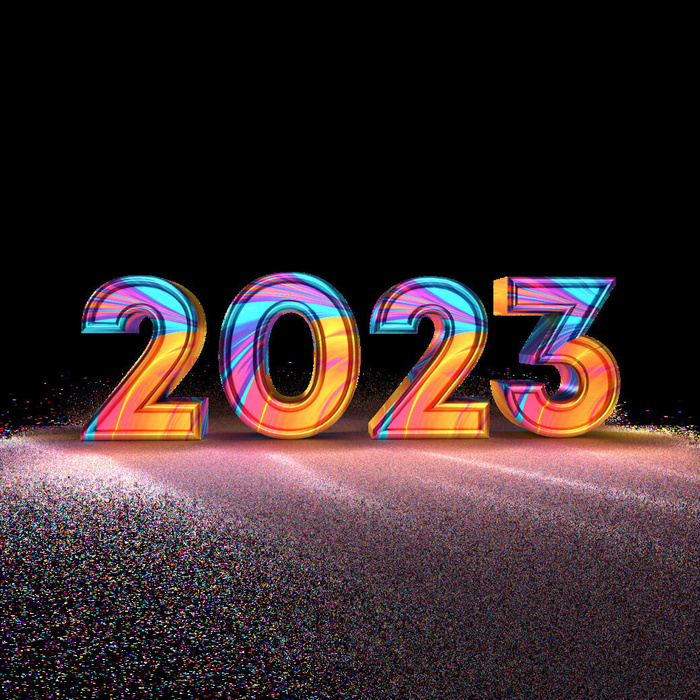 兔年2023年数字彩色背景psd模版下载