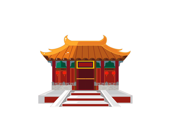 复古中国风国潮古建筑插画手绘高楼古塔AI素材亭子png免抠图ai矢量模版下载