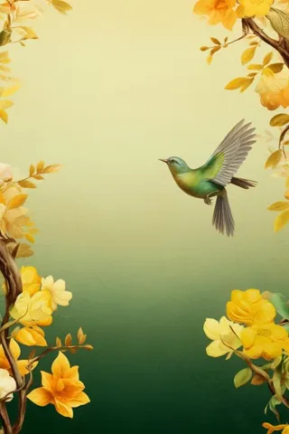 秋季温馨枝叶小鸟淡绿色背景