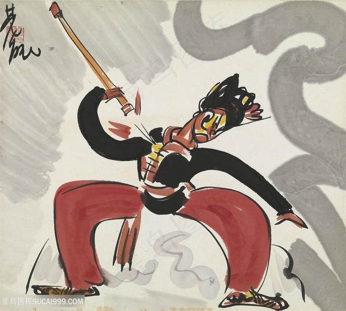 林风眠手绘戏曲人物装饰画