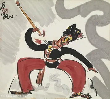 林风眠手绘戏曲人物装饰画 林风眠手绘戏曲人物装饰画