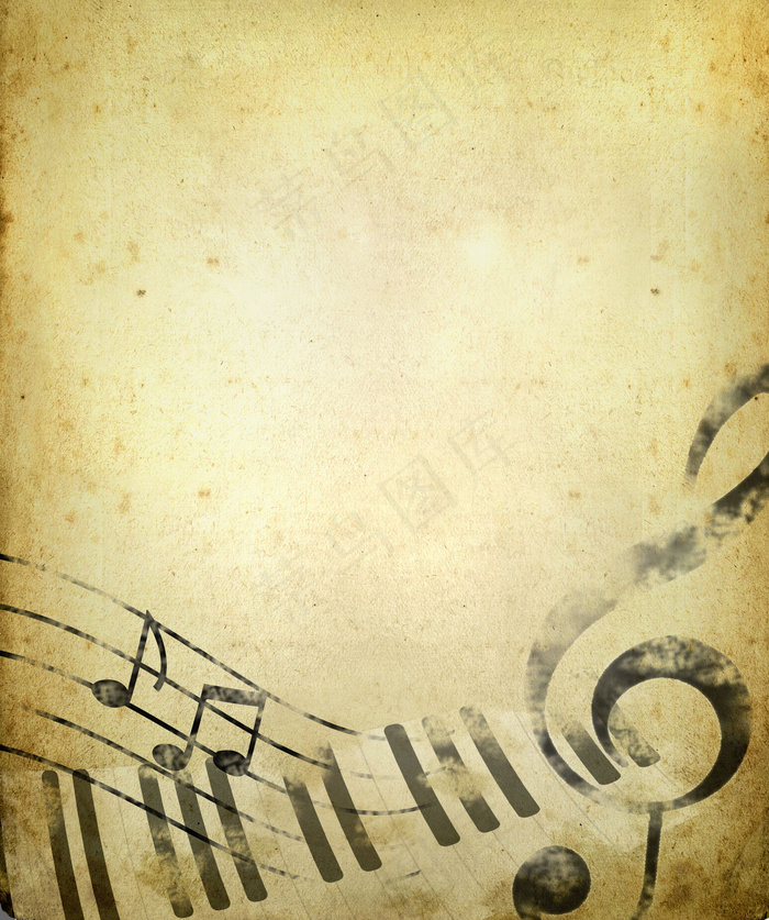 黄色复古乐符背景图片