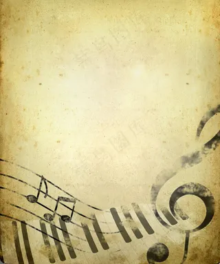黄色复古乐符背景图片
