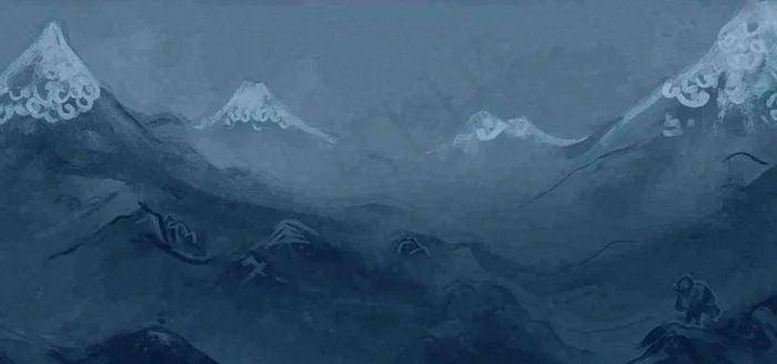 中国风意境山脉雪山海浪蓝色云层，末日暗黑恐怖(1488x699)
