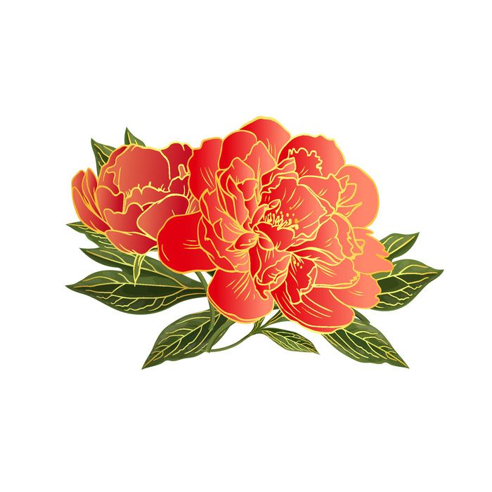 手绘国潮中国风古典牡丹花国花花卉装饰图案PSD设计素材ai矢量模版下载