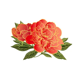 手绘国潮中国风古典牡丹花国花花卉装饰图案PSD设计素材 手绘国潮中国风古典牡丹花国花花卉装饰图案PSD设计素材