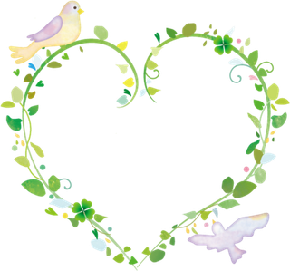 爱心绿色花环卡通简笔素材谷雨