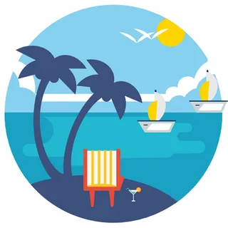 海南旅游图标卡通