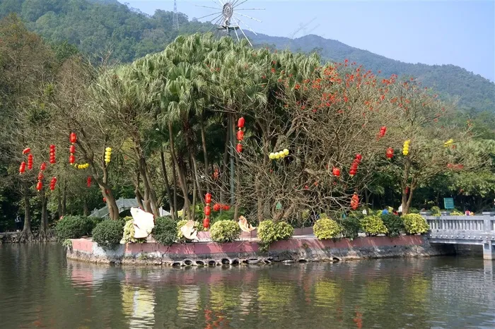 圭峰山下玉湖中葵林小岛