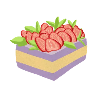 手绘芋泥蛋糕免抠素材