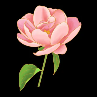 国潮风立体浮雕金边手绘花朵花卉PSD设计PNG免扣图片元素素材