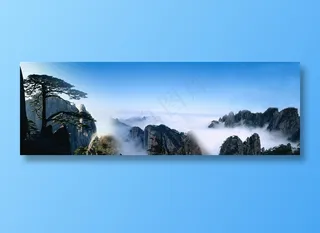 云海中的迎客松高清图片素材欣赏