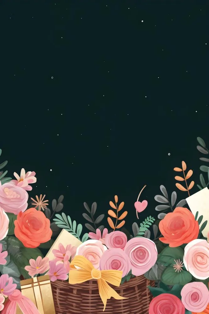 鲜花书籍黑板礼物背景(2400x3600)