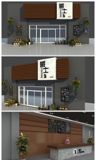 木质仿古大气服装服饰店门头设计