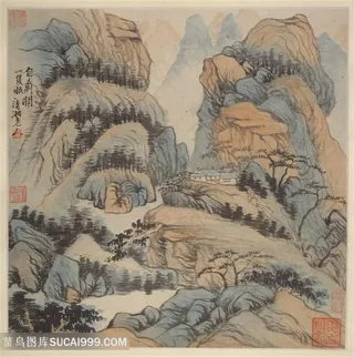 清代画家石涛作品自云荆开一支眼国画图片