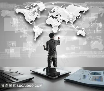 商务男人与世界地图高清图片 商务男人与世界地图高清图片
