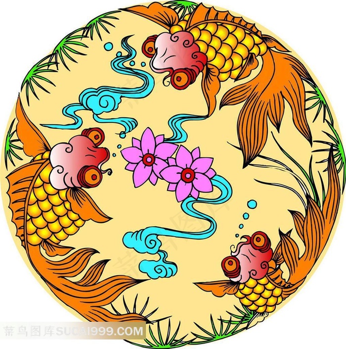 中国金鱼吉祥图案素材