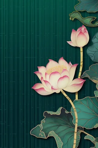 绿色简约清新莲花节气背景