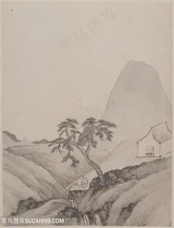 清代画家萧云从山水册页松下闲坐国画图片 清代画家萧云从山水册页松下闲坐国画图片