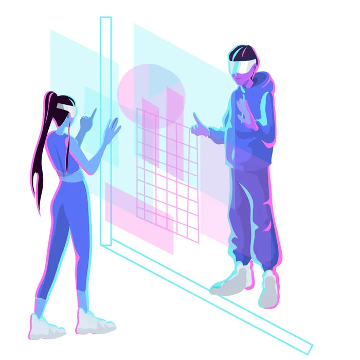 元宇宙科技矢量人物场景ai矢量模版下载